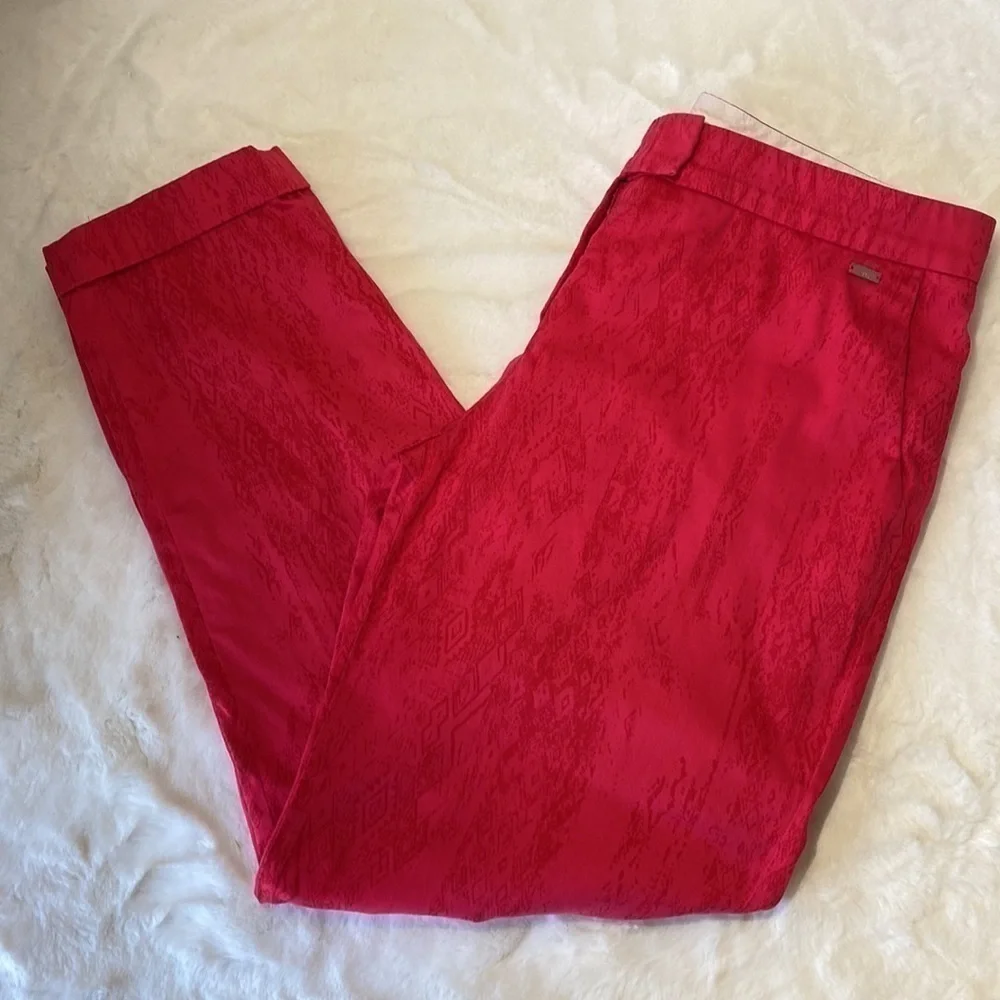 Escada Sport Hot Pink Print Ankle Trousers Size 40 = 8/10 US